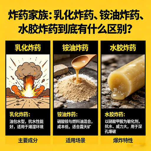 五湖渔场炸药家族：乳化炸药、铵油炸药、水胶炸药到底有什么区别？
